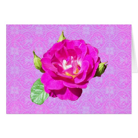 Violet Rose Damask Cards (Front Horizontal)