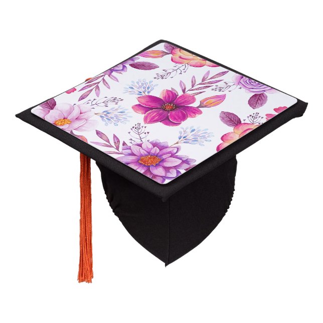 Violet rose graduation cap topper (Angled)
