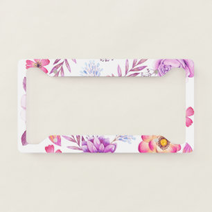 Violet rose license plate frame