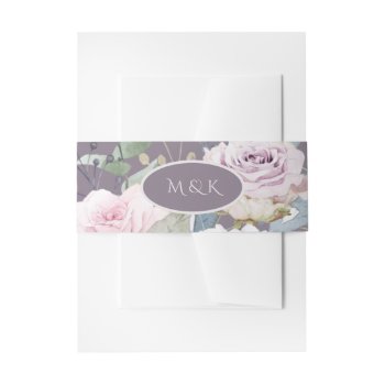 Violet Rose Monogram Invitation Belly Band by MaggieMart at Zazzle