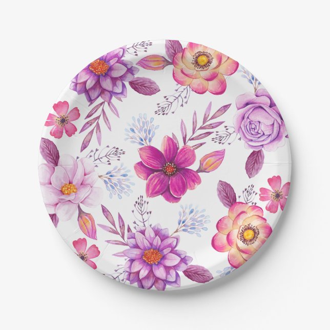 Violet rose paper plates (Front)