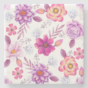 Violet rose stone coaster