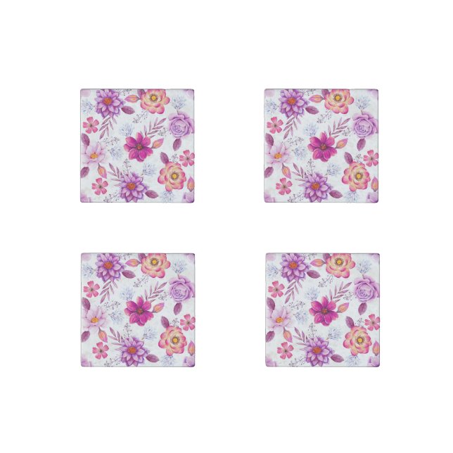 Violet rose stone magnet (Front)