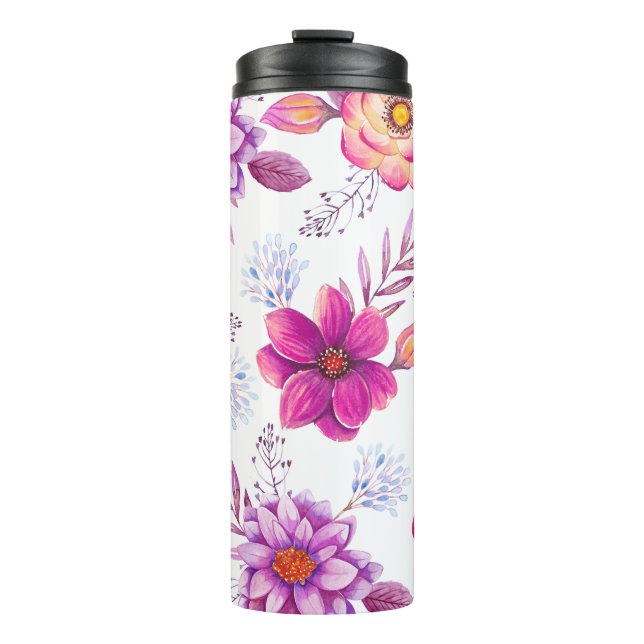 Violet rose thermal tumbler (Front)