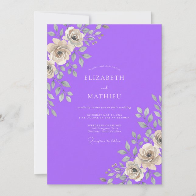 Violet Rose Wedding Invitation (Front)