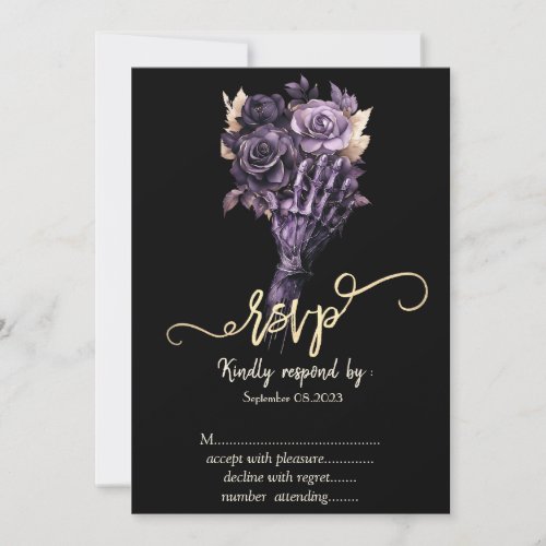 Violet Roses Gothic  RSVP   Invitation