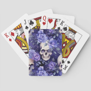 Violet Roses with Skulls Poker Cards