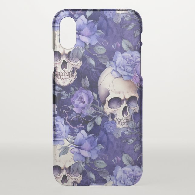 Violet Roses with Skulls Uncommon iPhone Case (Back)