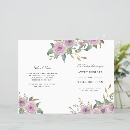 Violet & Sage Folded Wedding Program | Zazzle