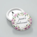 Violet & Sage Junior Bridesmaid Button<br><div class="desc">Identify the key players at your bridal shower with our elegant,  sweetly chic floral buttons. Button features pink and violet purple watercolor flowers and green leaves,   with "junior bridesmaid" inscribed inside in calligraphy script.</div>