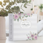Violet & Sage Wedding 3 Ring Binder<br><div class="desc">Designed to match our Violet & Sage wedding collection, this chic floral binder is perfect for organizing your wedding planning details or creating a photo album or scrapbook. Design features pale tone on tone gray stripes accented with lush watercolor flowers in shades of lilac, lavender and purple. Personalize the front...</div>