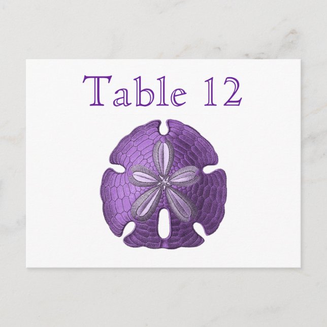 Violet Sand Dollar Reception Table Numbers (Front)