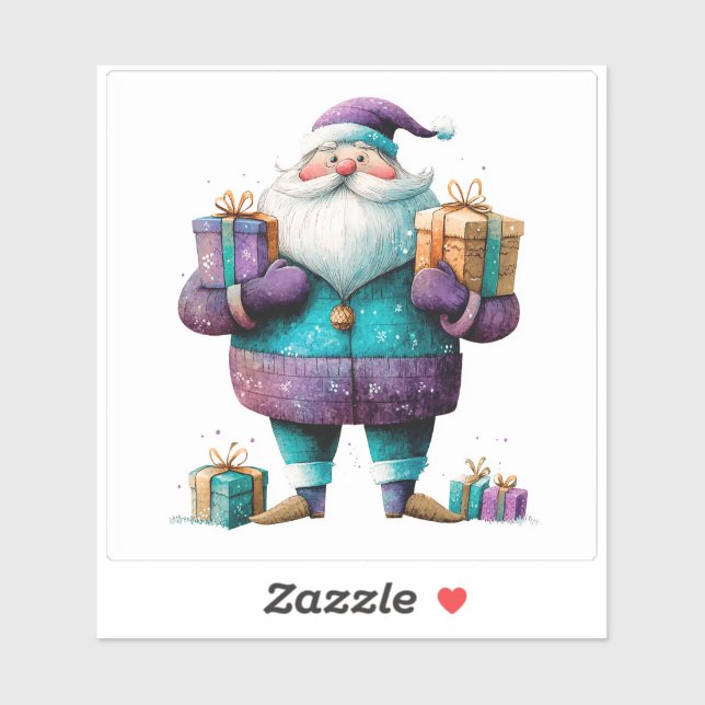 Violet Santa Bringing Christmas Joy Sticker (Sheet)