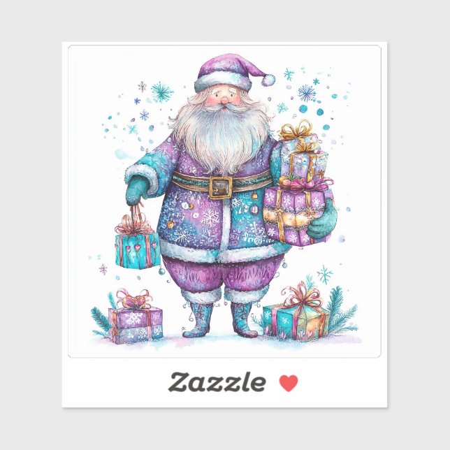 Violet Santa Spreading Christmas Cheer Sticker (Sheet)