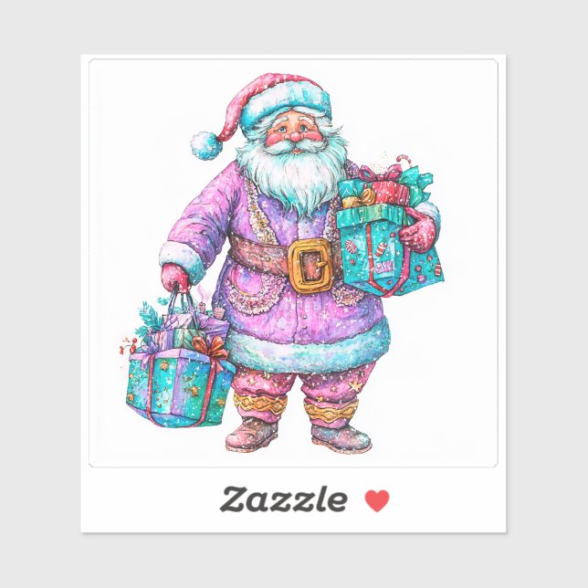 Violet Santa Spreading Christmas Joy Sticker (Sheet)