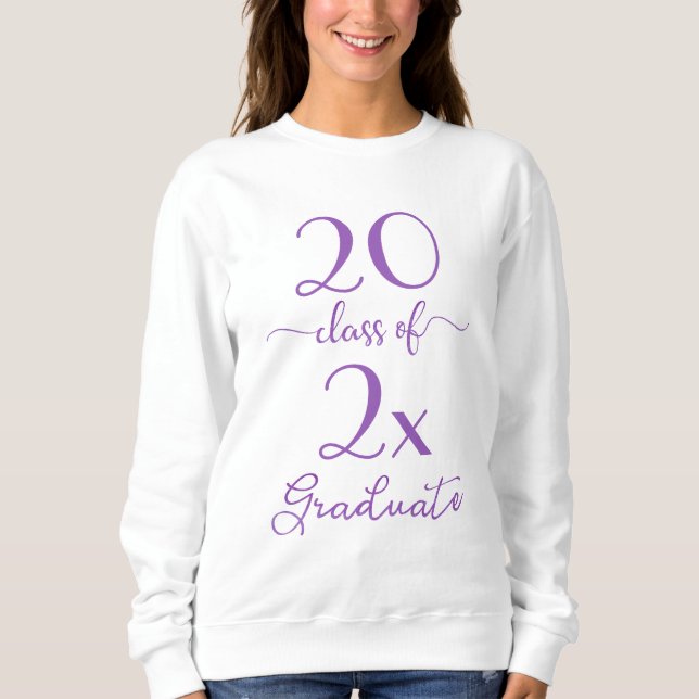 Violet Script Class Of Year Graduate Sweatshirt (Front)