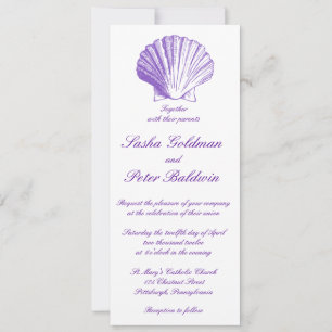 Violet Sea Shells Wedding Invitation