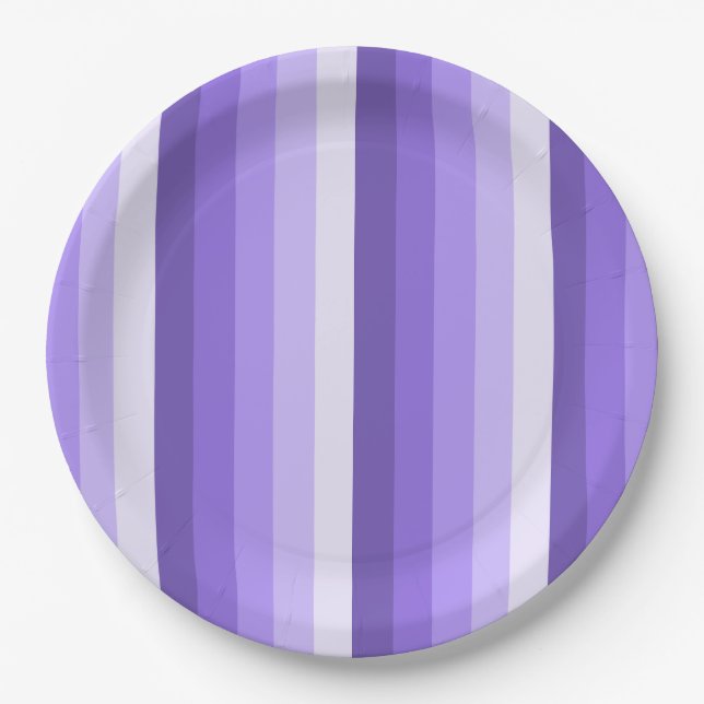 Violet shadow stripes paper plates (Front)