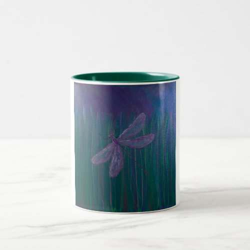 Violet Shimmer Dragonfly Two_Tone Coffee Mug