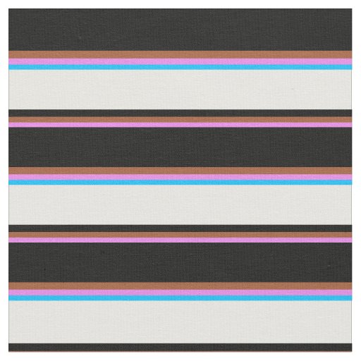 Violet, Sienna, Black, White & Deep Sky Blue Fabric