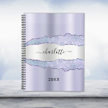 Violet silver agate marble name 2024 planner<br><div class="desc">Violet,  lavender colored and faux silver metal and agate,  marble stone print as background.  Personalize and add your name. The name is written with a modern hand lettered style script.</div>