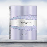 Violet silver agate marble name 2025 planner<br><div class="desc">Violet,  lavender colored and faux silver and agate,  marble stone print as background.  Personalize and add your name. The name is written with a modern hand lettered style script.</div>