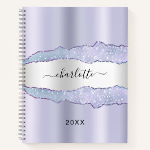 Violet silver agate marble name  notebook