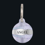 Violet silver agate marble name pet ID tag<br><div class="desc">Violet,  lavender colored,  silver metallic looking and agate,  marble stone print.  Personalize and add a name on the front,  phone number on the back.</div>