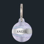 Violet silver agate marble name pet ID tag<br><div class="desc">Violet,  lavender colored,  silver metallic looking and agate,  marble stone print.  Personalize and add a name on the front,  phone number on the back.</div>