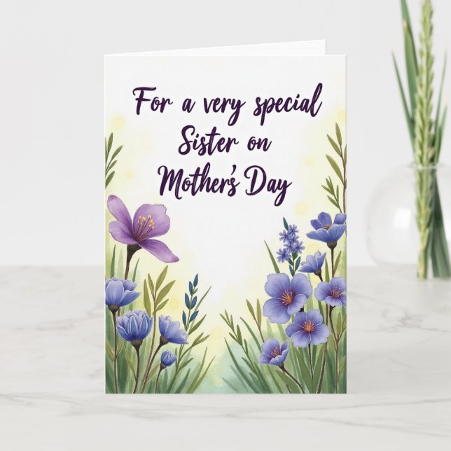Violet Sisters Day Greeting Card (Front)