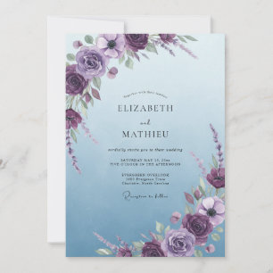 Violet Sky Bloom Wedding Invitation