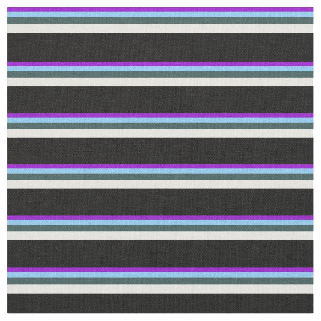 Violet, Sky Blue, Slate Gray, Mint Cream & Black Fabric (Close Up)