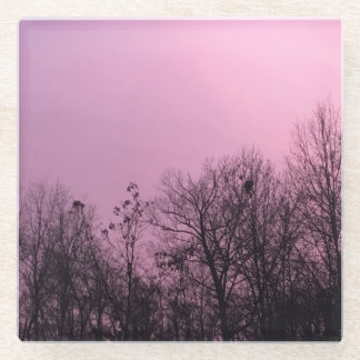 "Violet Sky" Original Art by KAS Glass Coaster