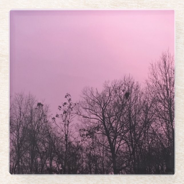 "Violet Sky" Original Art by KAS Glass Coaster (Front)