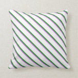 [ Thumbnail: Violet, Slate Gray, Forest Green & White Lines Throw Pillow ]