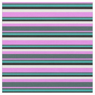 Violet, Slate Gray, Sea Green, Black & White Fabric