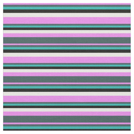 Violet, Slate Gray, Sea Green, Black & White Fabric