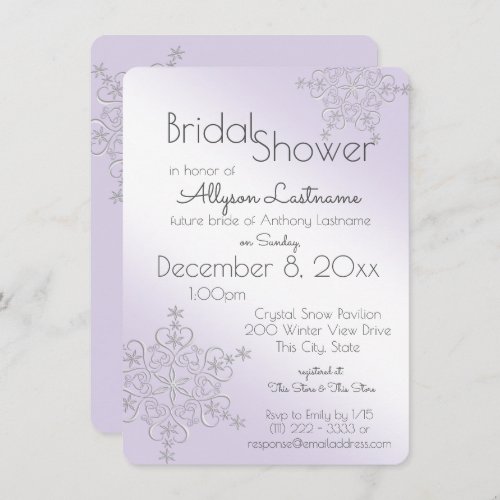 Violet Snowflake Bridal Shower Invitation