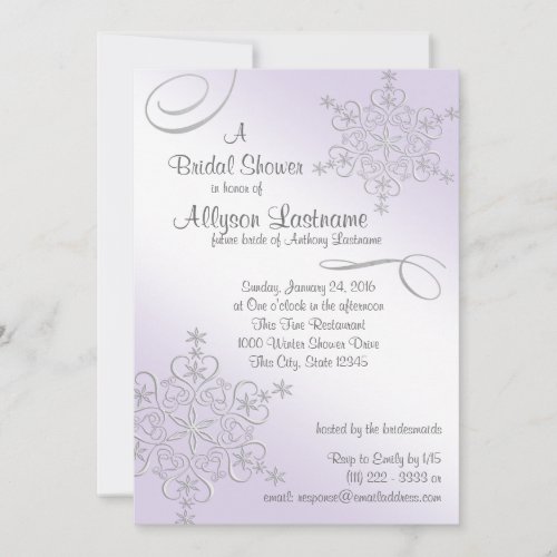 Violet Snowflake Bridal Shower Invitation