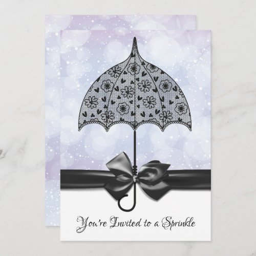 Violet  Sprinkle Baby Shower  Black Lace Umbrella Invitation