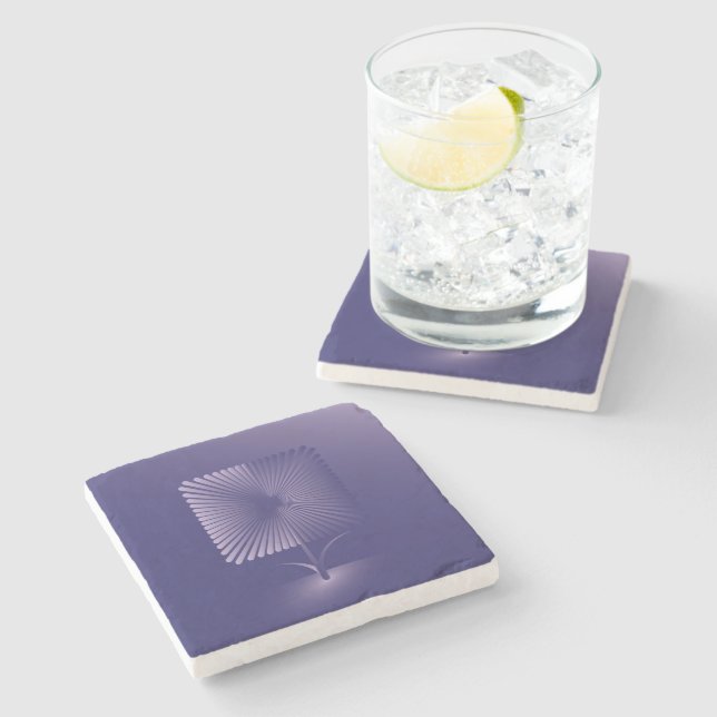 Violet square flower stone coaster (Side)
