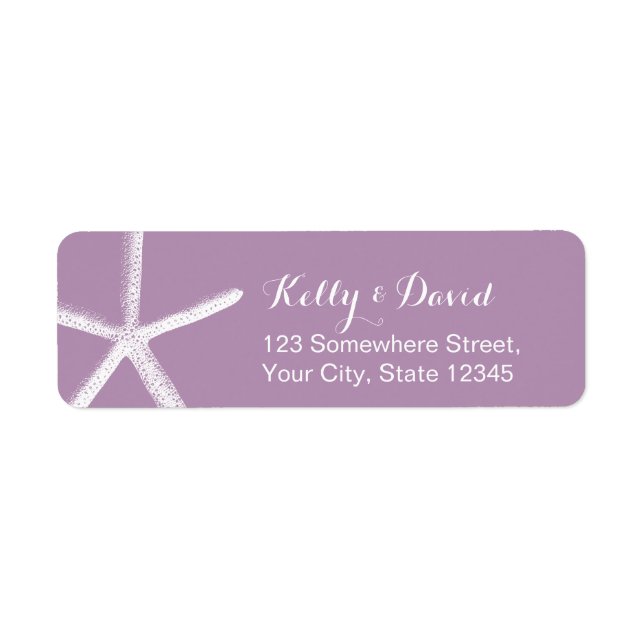 Violet Starfish Beach Wedding Return Address Label (Front)