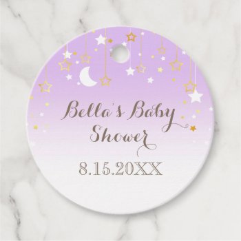 Violet Stars Moon Baby Shower Favor Tags by FancyMeWedding at Zazzle