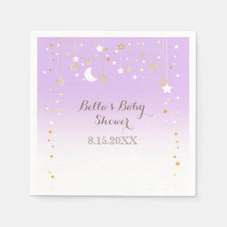 Violet Stars Moon Baby Shower Napkins