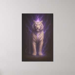 Violet Storm Aura White Tiger – Electric Divine Be Canvas Print