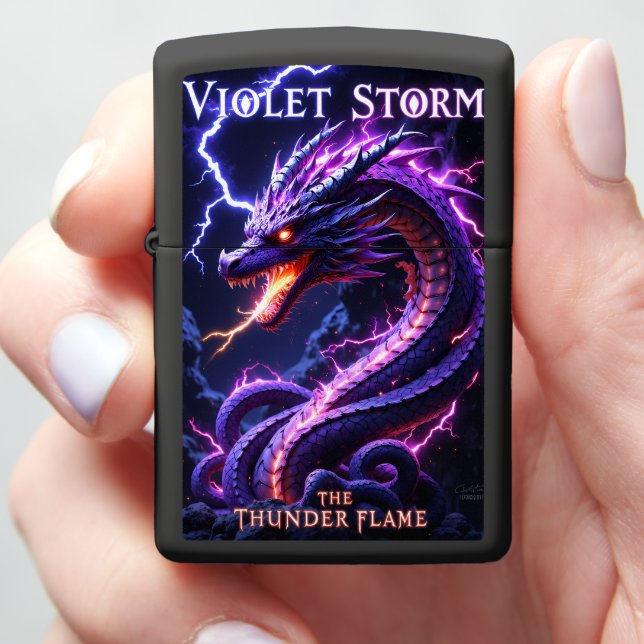 Violet Storm Dragon: The Thunder Flame Zippo Lighter (In Hand)