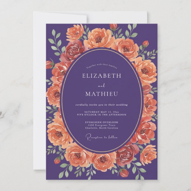 Violet Striking Autumnal Wedding Invitation (Front)