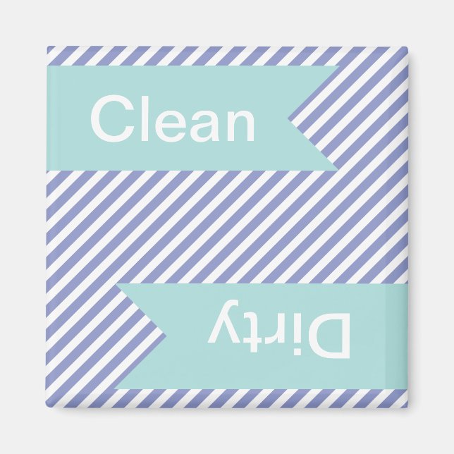 Violet Striped Clean - Dirty Dishwasher Magnets (Front)