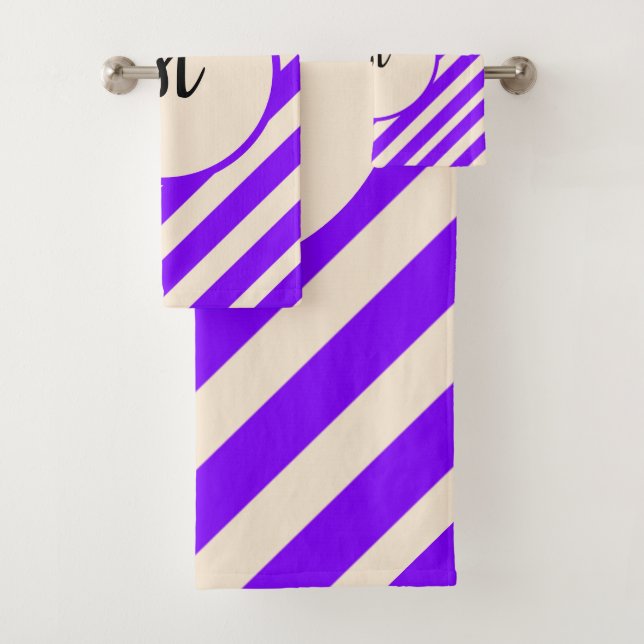 Violet Stripes Bath Towel Set (Insitu)