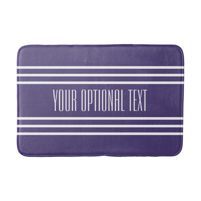 Violet Stripes Custom Text bath mats (Front)